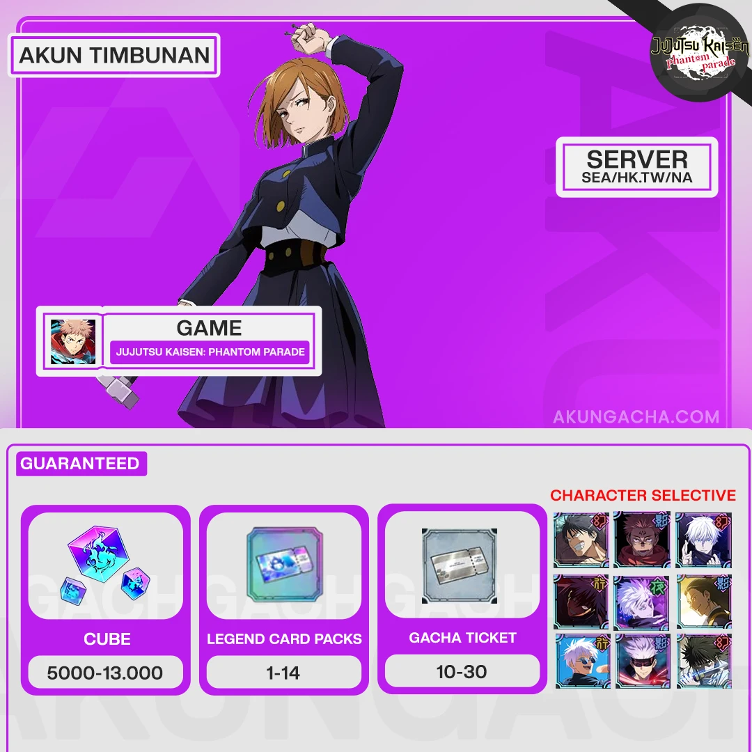 Akun Timbunan Jujutsu Kaisen Phantom Parade - Server SEA/HKTW/NA