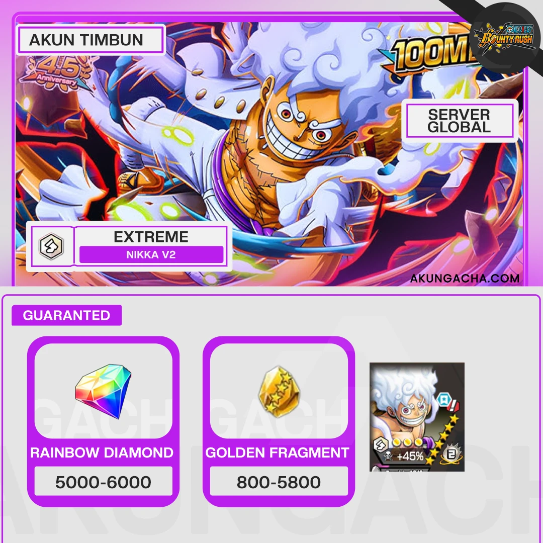 Akun Reroll Extreme Nika V2 "The Fours Emperor" One Piece Bounty Rush
