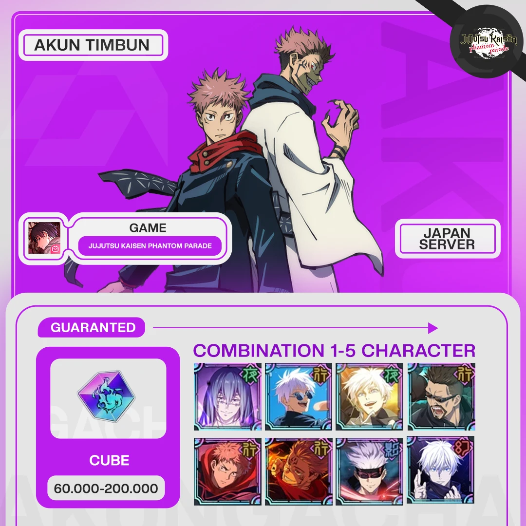 Akun Timbunan Jujutsu Kaisen Phantom Parade - Server JAPAN/ Jepang